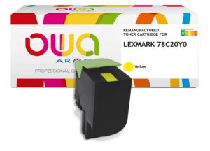 K18537OW (78C20Y0) Toner OWA jaune compatible LEXMARK CX 522, CS 521 notamment, capacité 1400 pages, garanti à vie