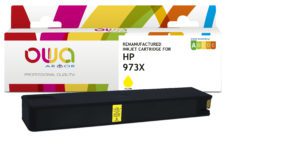 K20712OW équivalent HP 973X cartouche d'encre jaune OWA remanufacturée, rendement 8.500 pages, ISO/IEC 24711, garantie à vie