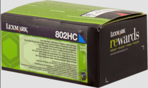 Lexmark 802HC toner Cyan original rendement 3000 pages (5%) compatible avec les imprimantes : CX410e, CX410de, CX410dte, CX510de, CX510dhe, CX510dthe.