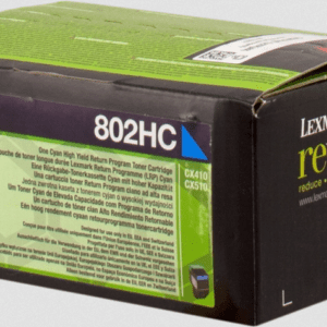 Lexmark 802HC toner Cyan original rendement 3000 pages (5%) compatible avec les imprimantes : CX410e, CX410de, CX410dte, CX510de, CX510dhe, CX510dthe.
