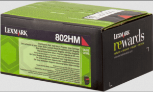 Lexmark 802HM toner Magenta original rendement 3000 pages (5%) compatible avec les imprimantes : CX410e, CX410de, CX410dte, CX510de, CX510dhe, CX510dthe.