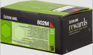 Lexmark 802M toner magenta original rendement 1000 pages (5%) compatible avec : CX310n, CX310dn, CX410e, CX410de, CX410dte, CX510de, CX510dhe, CX510dthe.