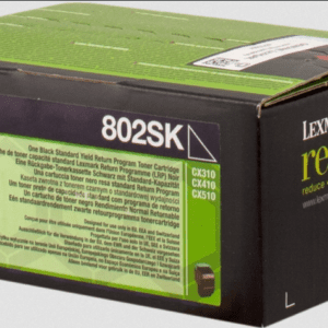 Lexmark 802SK toner noir original rendement 2500 pages (5%) compatible avec CX310n, CX310dn, CX410e, CX410de, CX410dte, CX510de, CX510dhe, CX510dthe
