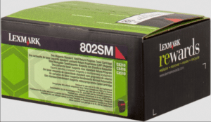 Lexmark 802SM toner magenta original rendement 2000 pages (5%) compatible avec CX310n, CX310dn, CX410e, CX410de, CX410dte, CX510de, CX510dhe, CX510dthe.