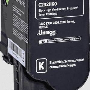 Lexmark C232HK0 Toner noir Original rendement 3000 pages (5%) compatible avec : MC2640adwe, MC2535adwe, MC2425adw, C2535dw, C2425dw, MC2325adw, C2325dw