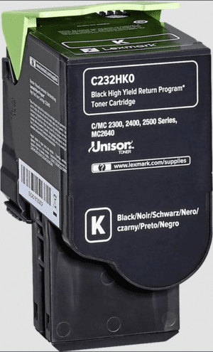 Lexmark C232HK0 Toner noir Original rendement 3000 pages (5%) compatible avec : MC2640adwe, MC2535adwe, MC2425adw, C2535dw, C2425dw, MC2325adw, C2325dw